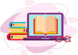 Premium Vector | The book is in the laptop. online book, digital library concept. a laptop computer with a book inside. flat vector illustration.
